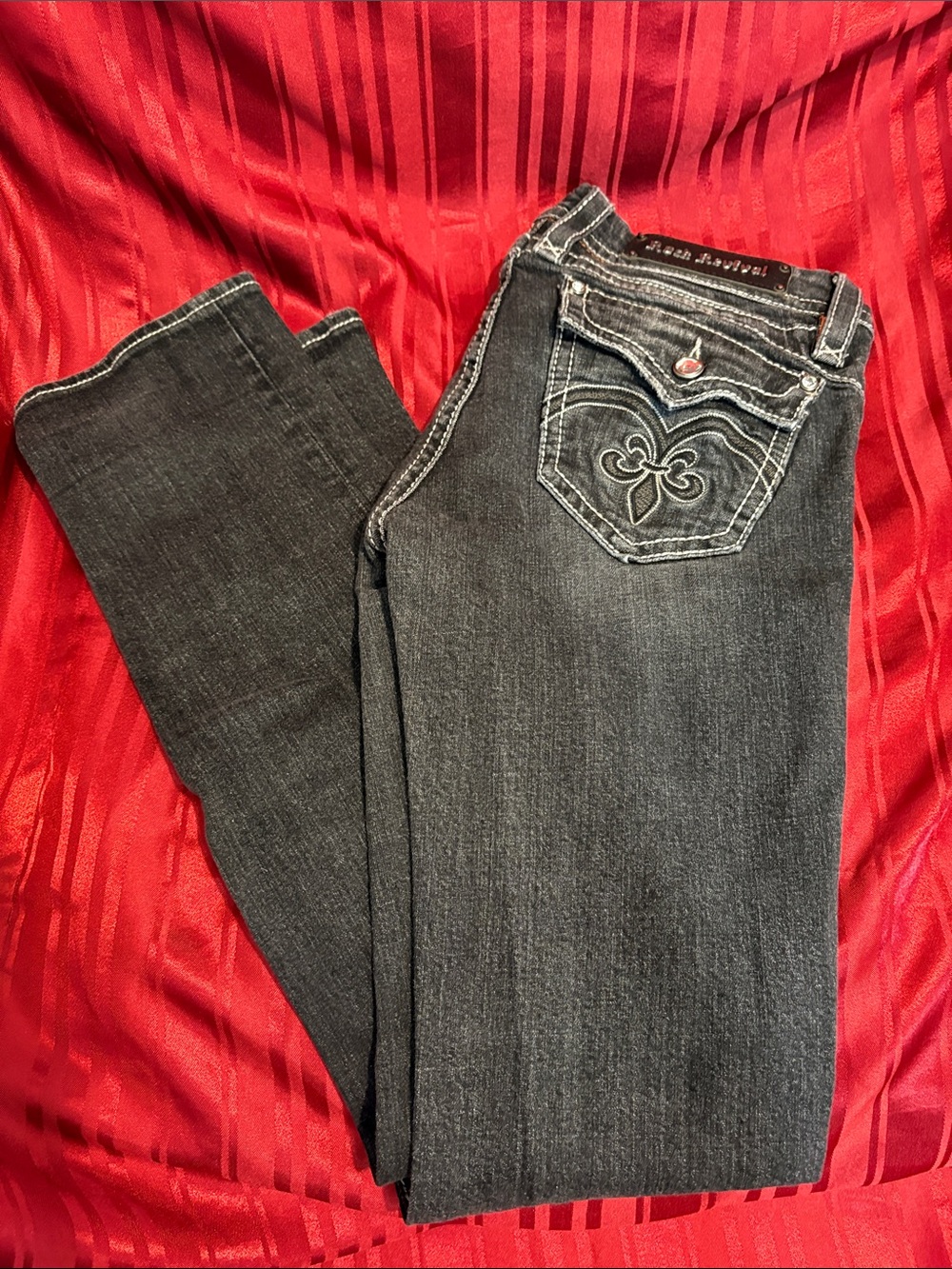 Rock Revival Black Wash Bootcut Jeans with Embroidered Back Pockets